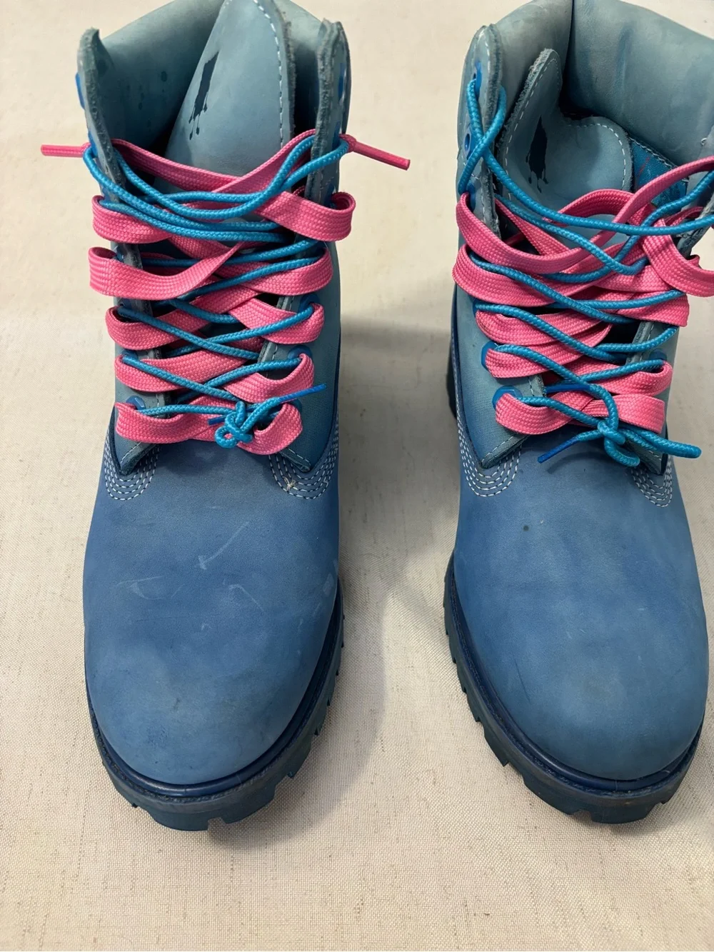 Timberland Sponge Bob Boots with Pink & Teal Laces